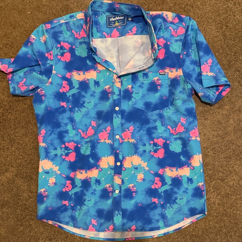 Chubbies Blue and Pink Splash Men's Shirt